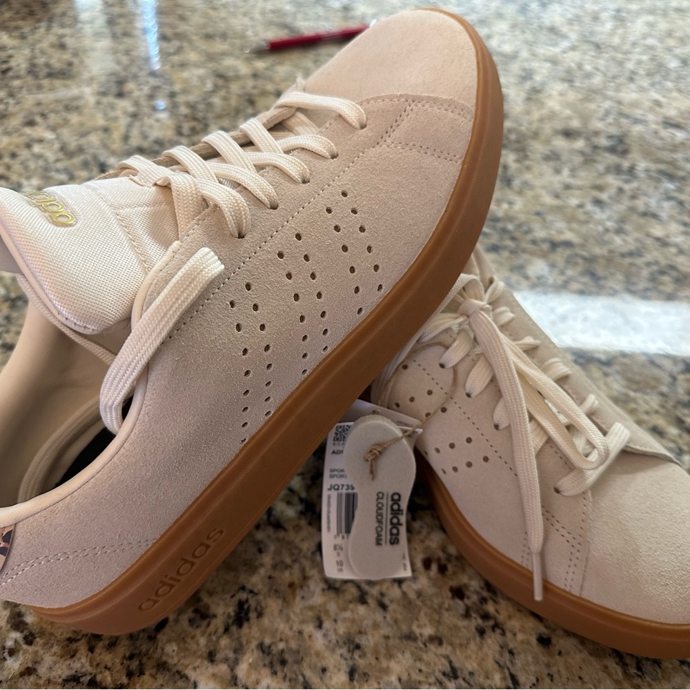 Adidas Off-White Sneakers with Brown Sole